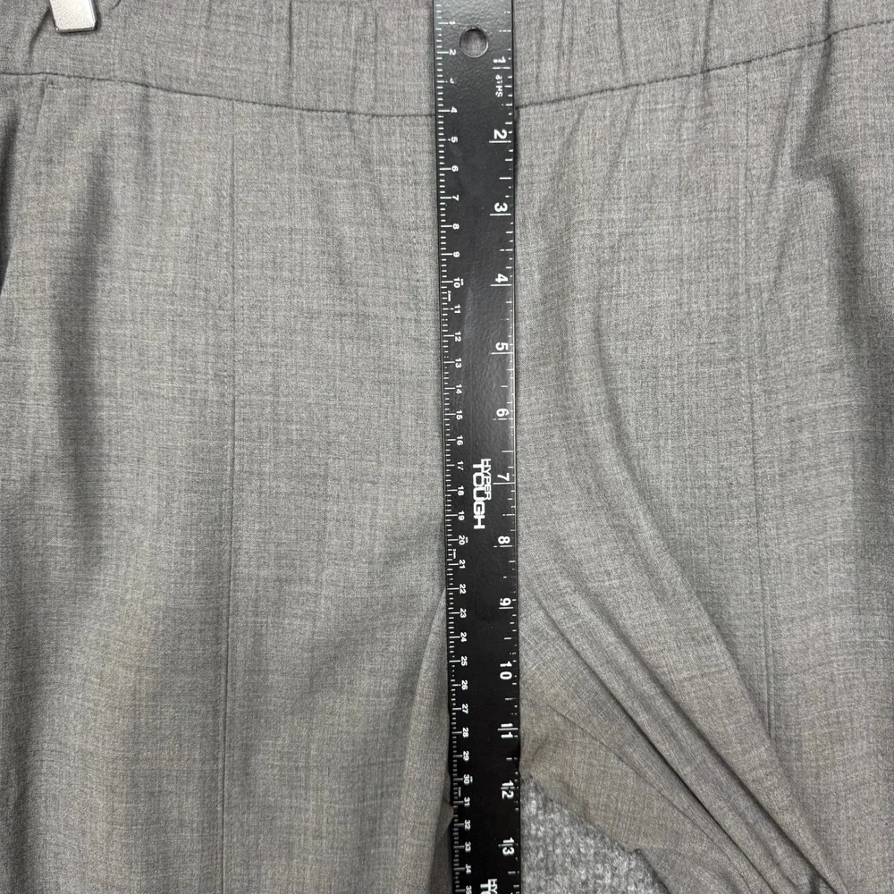 Halston Heritage Pants Womens 10 Gray Wool Blend Dressy Straight Leg Split Ankle